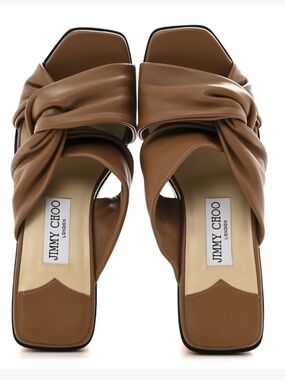 Jimmy Choo Soft Narisa 90 Wedge Sandals, Size 39 (European), Brown